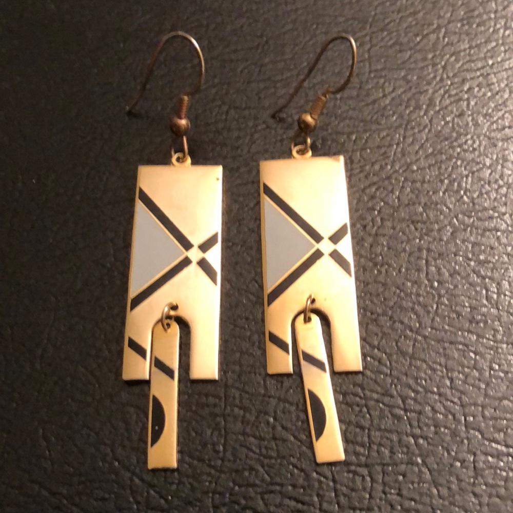 Vintage Nuri Earrings - Timeless Art Deco Geometric Style - #415
